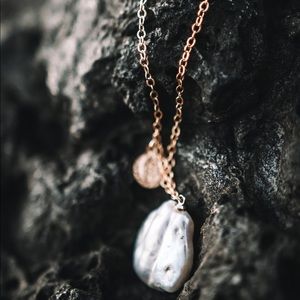 Boho Pearl Coin necklace with Gold Chain